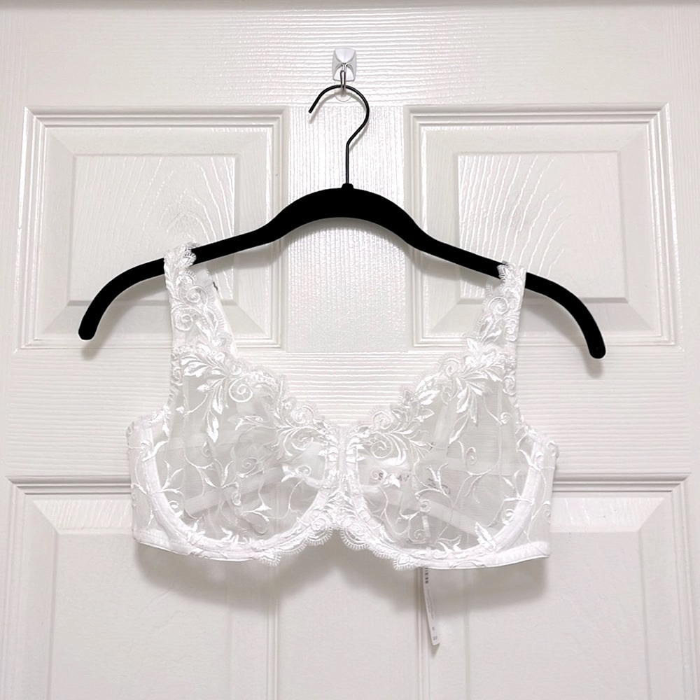 NWT SOMA Sensuous Lace Unlined Bra in Optic White - Picture 4 of 9